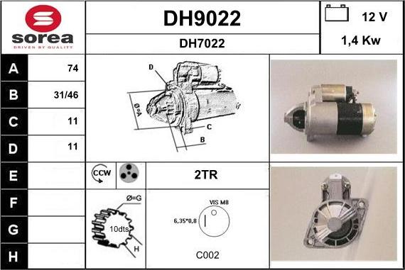 SNRA DH9022 - Стартер autosila-amz.com