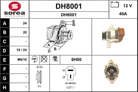 SNRA DH8001 - Генератор autosila-amz.com