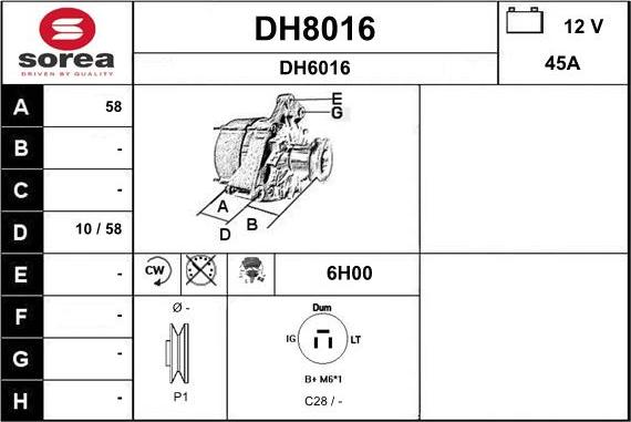 SNRA DH8016 - Генератор autosila-amz.com