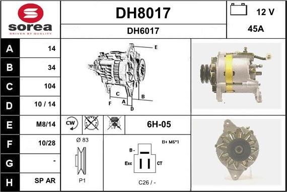 SNRA DH8017 - Генератор autosila-amz.com