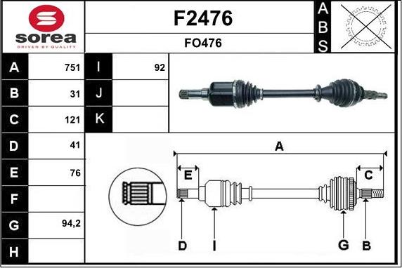 SNRA F2476 - Приводной вал autosila-amz.com