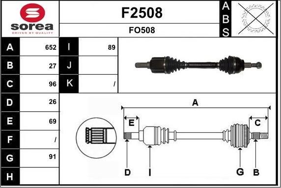 SNRA F2508 - Приводной вал autosila-amz.com