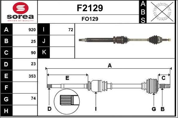 SNRA F2129 - Приводной вал autosila-amz.com