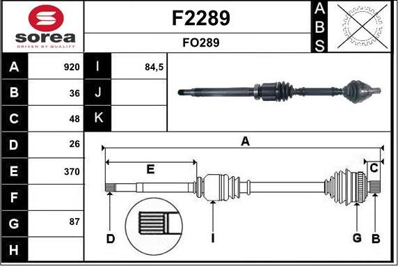 SNRA F2289 - Приводной вал autosila-amz.com