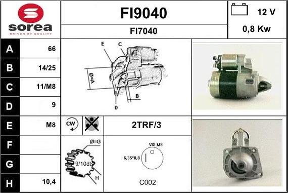 SNRA FI9040 - Стартер autosila-amz.com