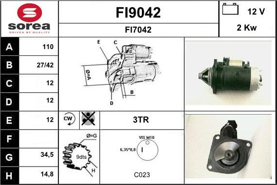 SNRA FI9042 - Стартер autosila-amz.com