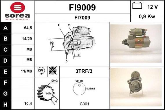 SNRA FI9009 - Стартер autosila-amz.com