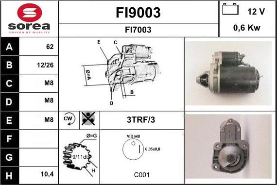 SNRA FI9003 - Стартер autosila-amz.com