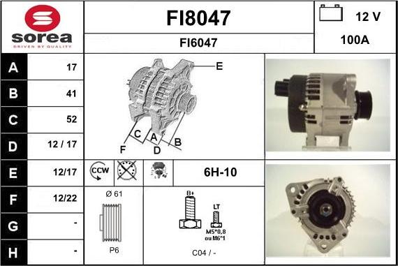 SNRA FI8047 - Генератор autosila-amz.com