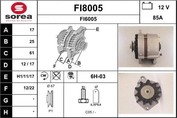 SNRA FI8005 - Генератор autosila-amz.com