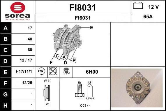 SNRA FI8031 - Генератор autosila-amz.com