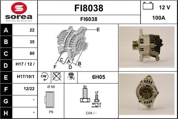 SNRA FI8038 - Генератор autosila-amz.com