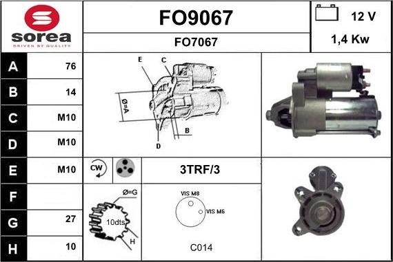 SNRA FO9067 - Стартер autosila-amz.com