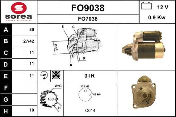 SNRA FO9038 - Стартер autosila-amz.com