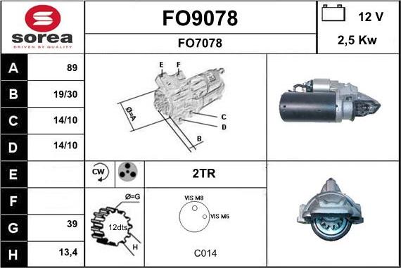 SNRA FO9078 - Стартер autosila-amz.com