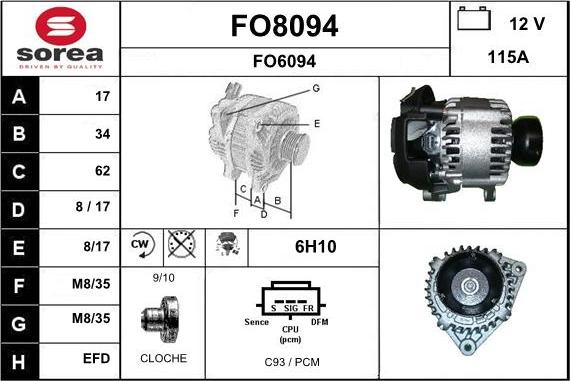 SNRA FO8094 - Генератор autosila-amz.com