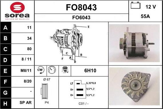 SNRA FO8043 - Генератор autosila-amz.com