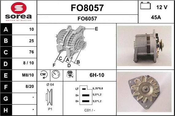 SNRA FO8057 - Генератор autosila-amz.com