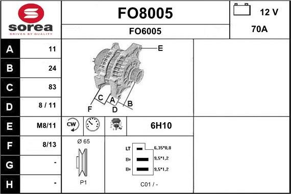 SNRA FO8005 - Генератор autosila-amz.com