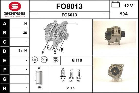 SNRA FO8013 - Генератор autosila-amz.com