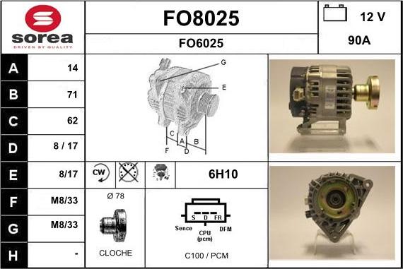 SNRA FO8025 - Генератор autosila-amz.com