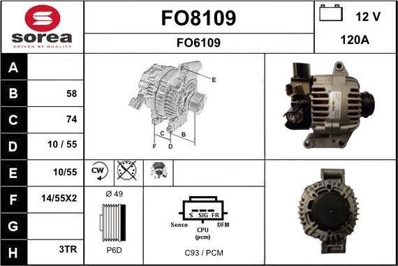 SNRA FO8109 - Генератор autosila-amz.com