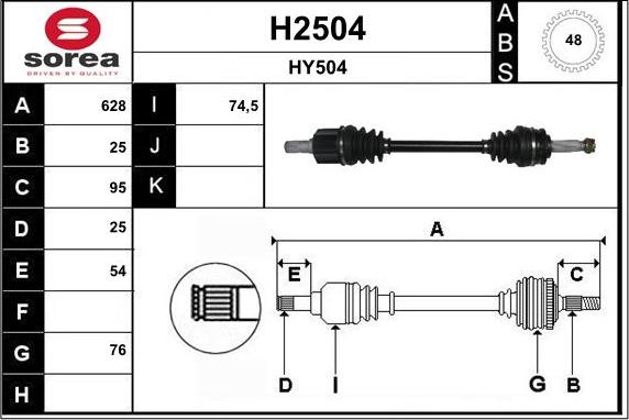 SNRA H2504 - Приводной вал autosila-amz.com