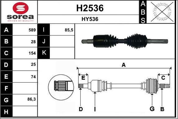 SNRA H2536 - Приводной вал autosila-amz.com