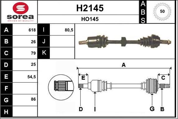 SNRA H2145 - Приводной вал autosila-amz.com