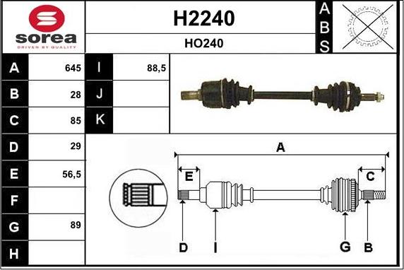 SNRA H2240 - Приводной вал autosila-amz.com