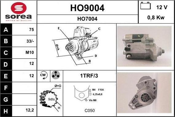 SNRA HO9004 - Стартер autosila-amz.com