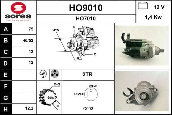 SNRA HO9010 - Стартер autosila-amz.com