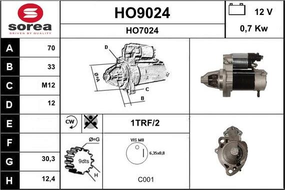 SNRA HO9024 - Стартер autosila-amz.com