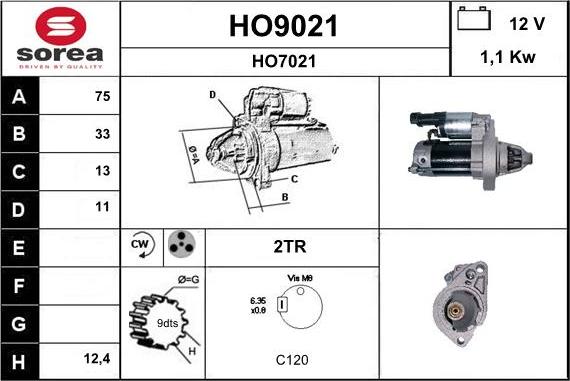 SNRA HO9021 - Стартер autosila-amz.com