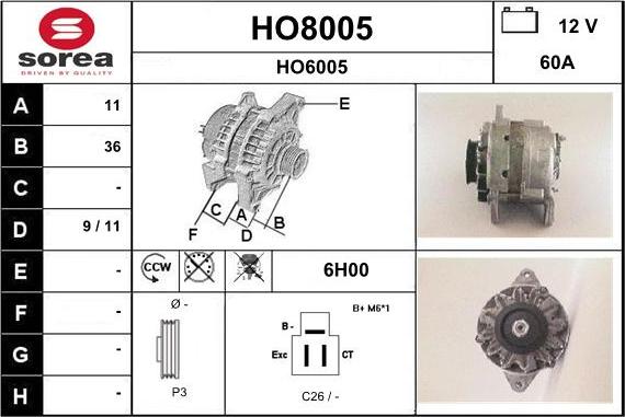 SNRA HO8005 - Генератор autosila-amz.com