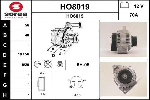 SNRA HO8019 - Генератор autosila-amz.com