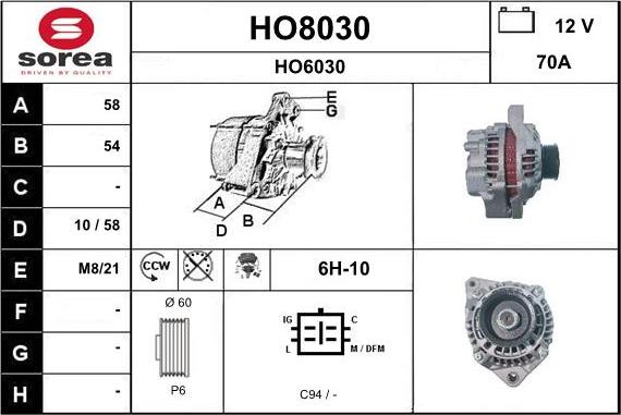 SNRA HO8030 - Генератор autosila-amz.com