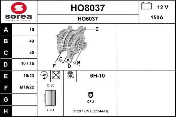 SNRA HO8037 - Генератор autosila-amz.com