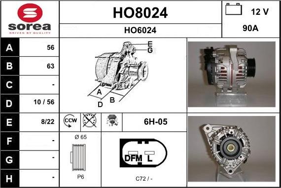 SNRA HO8024 - Генератор autosila-amz.com