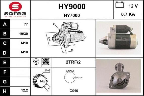 SNRA HY9000 - Стартер autosila-amz.com