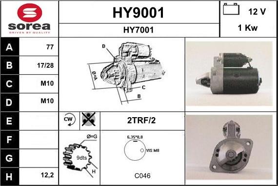 SNRA HY9001 - Стартер autosila-amz.com