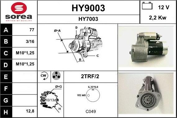 SNRA HY9003 - Стартер autosila-amz.com