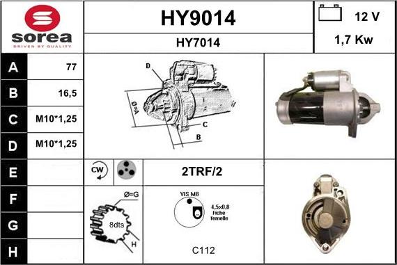 SNRA HY9014 - Стартер autosila-amz.com