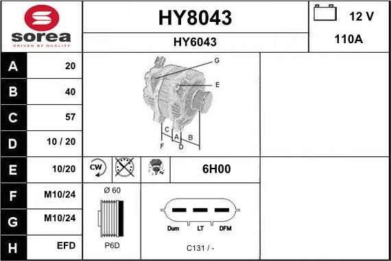 SNRA HY8043 - Генератор autosila-amz.com