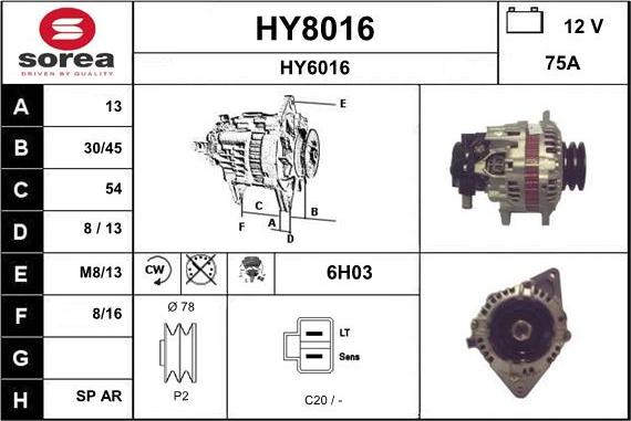 SNRA HY8016 - Генератор autosila-amz.com