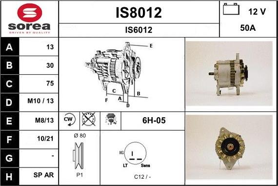 SNRA IS8012 - Генератор autosila-amz.com