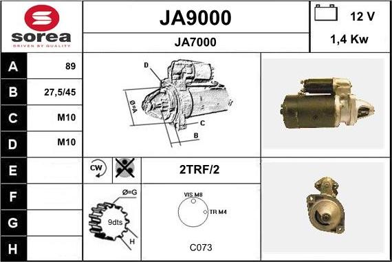 SNRA JA9000 - Стартер autosila-amz.com