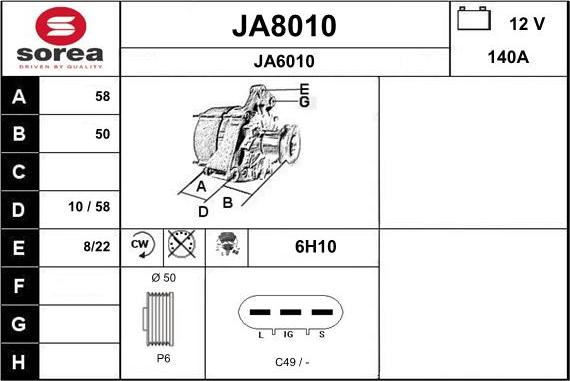 SNRA JA8010 - Генератор autosila-amz.com