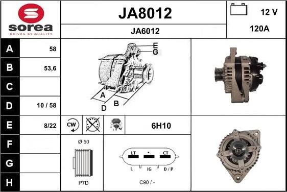 SNRA JA8012 - Генератор autosila-amz.com