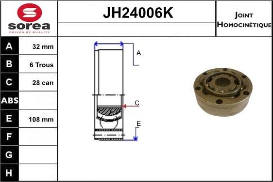 SNRA JH24006K - Шарнирный комплект, ШРУС, приводной вал autosila-amz.com